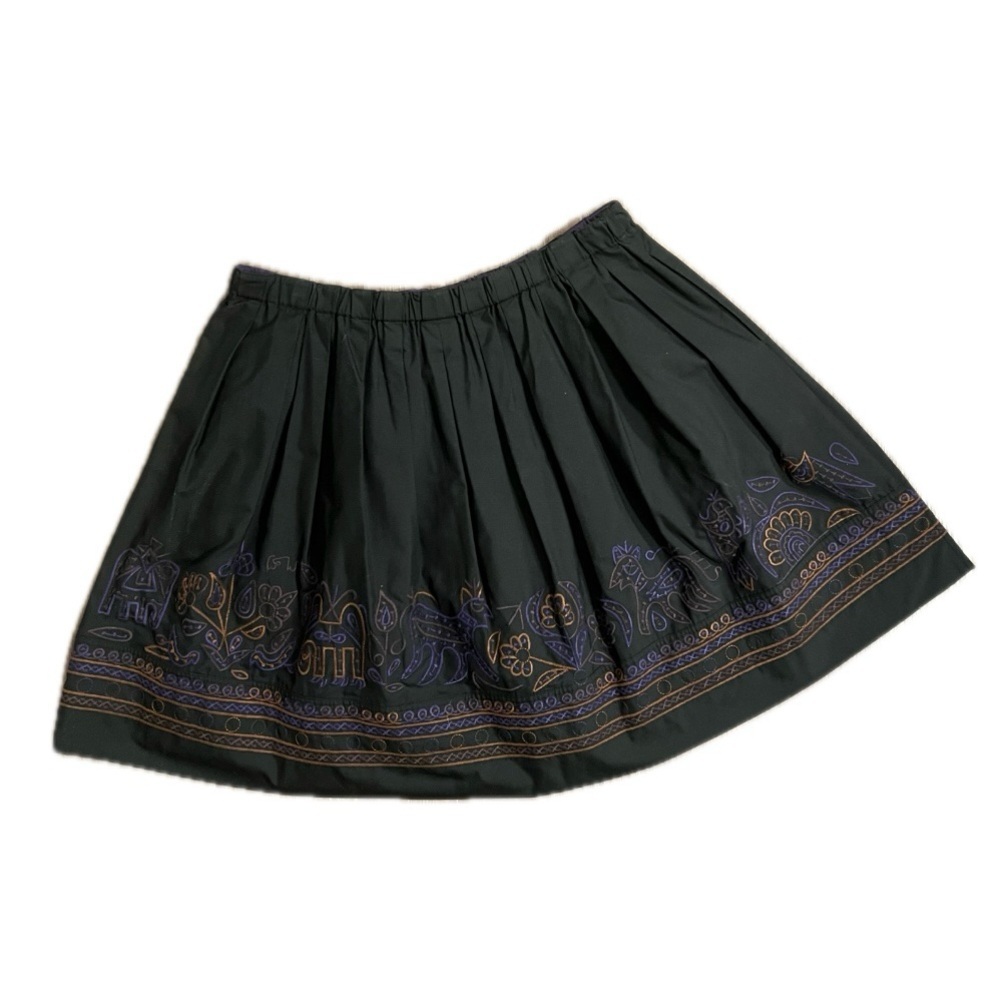 DKNY black skirt embroidered animals luxury elegant classy mini full pleated - Picture 2 of 5